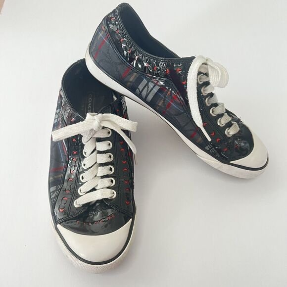 Coach Multicolor Barrett Plaid Casual Sneakers - Size Women's 7 - Picture 1 of 9